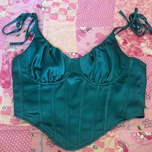 SHEIN Teal Satin Corset Top